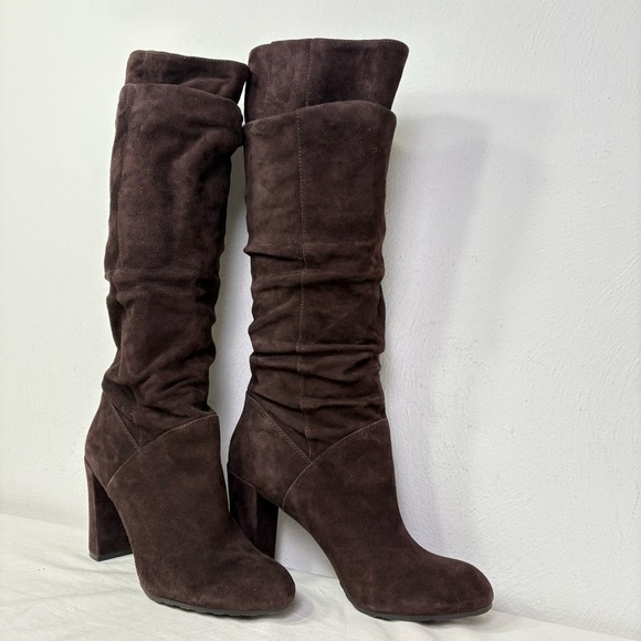 NINE WEST Genuine Suede Leather Slouchy High Heel Slouch Boot 8 - Picture 14 of 16